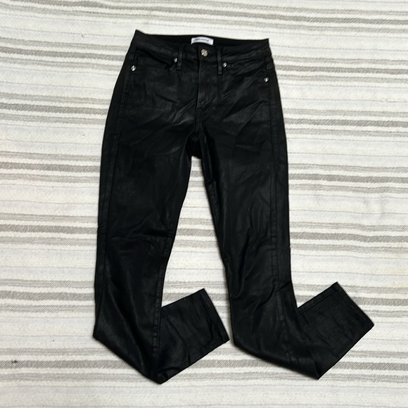 Good American Coated Black Slim Straight Jeans High Rise Pants 24 Night Out - Picture 4 of 15